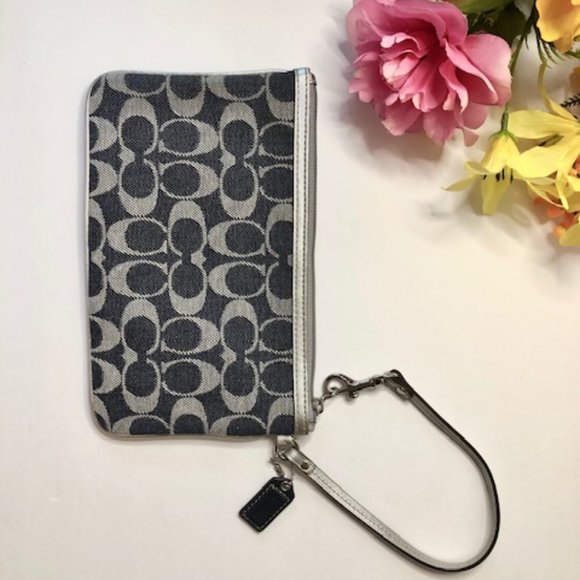 Coach Wristlet Blue and Gray Denim Purse - Picture 8 of 11